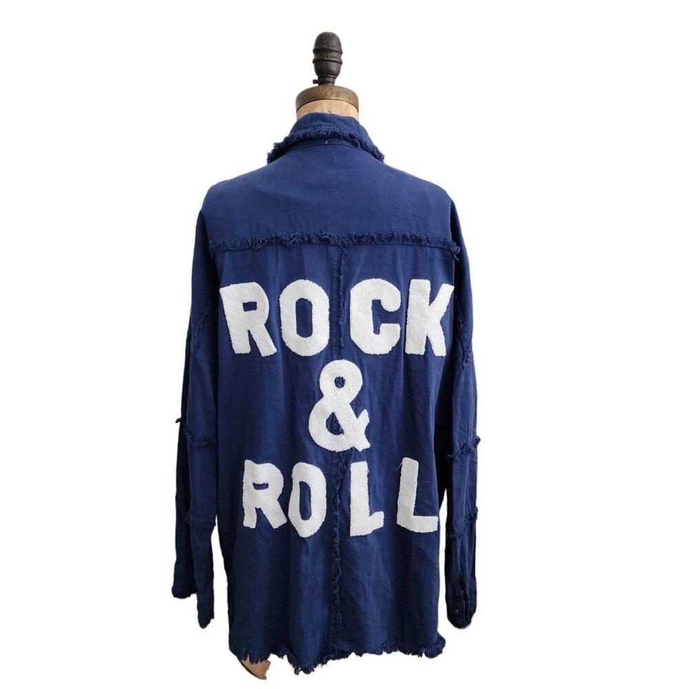 Elan Devan Rock & Roll Distressed Frayed Shacket … - image 2